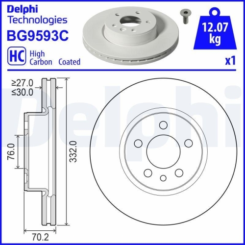DELPHI Bremsscheibe BG9593C