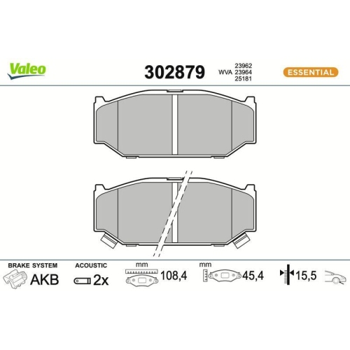 VALEO Bremsbelagsatz, Scheibenbremse ESSENTIAL 302879