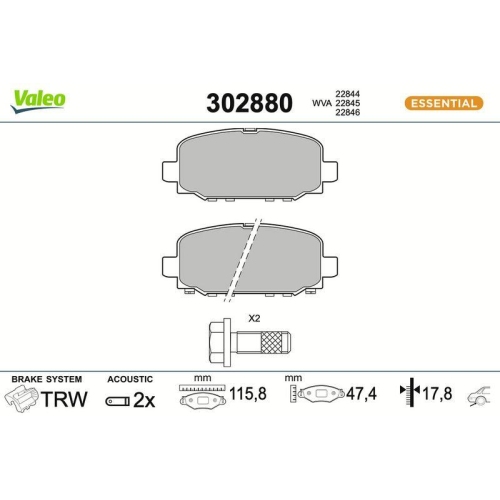VALEO Bremsbelagsatz, Scheibenbremse ESSENTIAL 302880