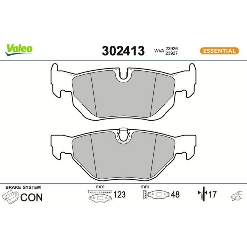 VALEO Bremsbelagsatz, Scheibenbremse ESSENTIAL 302413