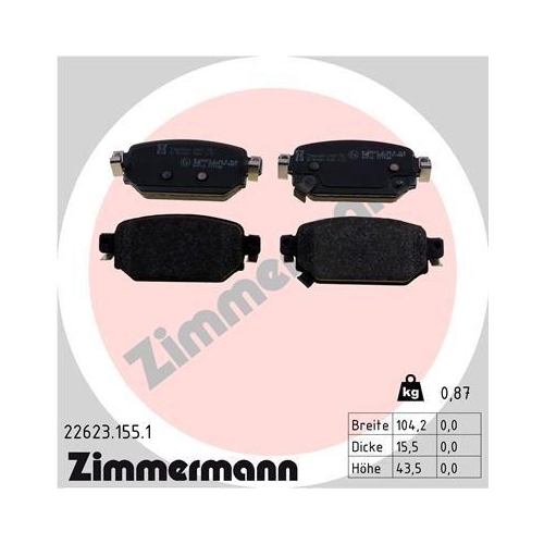 ZIMMERMANN Bremsbelagsatz, Scheibenbremse 22623.155.1