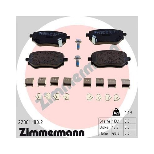 ZIMMERMANN Bremsbelagsatz, Scheibenbremse 22861.180.2