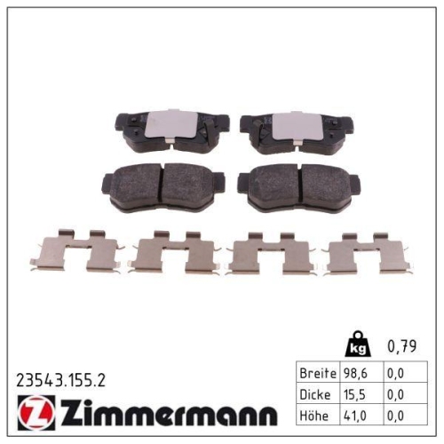 ZIMMERMANN Bremsbelagsatz, Scheibenbremse 23543.155.2