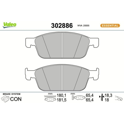VALEO Bremsbelagsatz, Scheibenbremse ESSENTIAL 302886