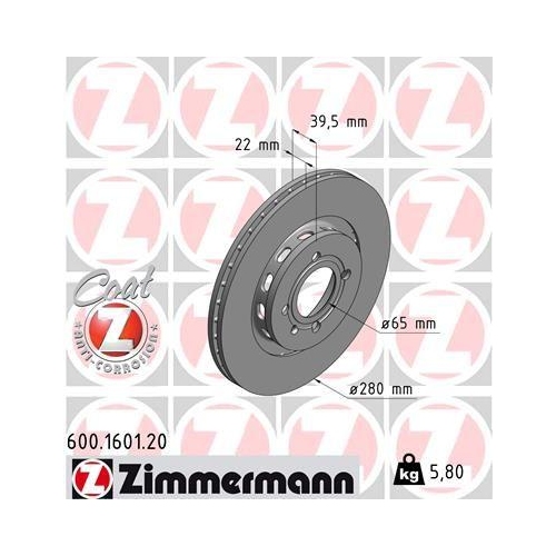 ZIMMERMANN Bremsscheibe COAT Z 600.1601.20