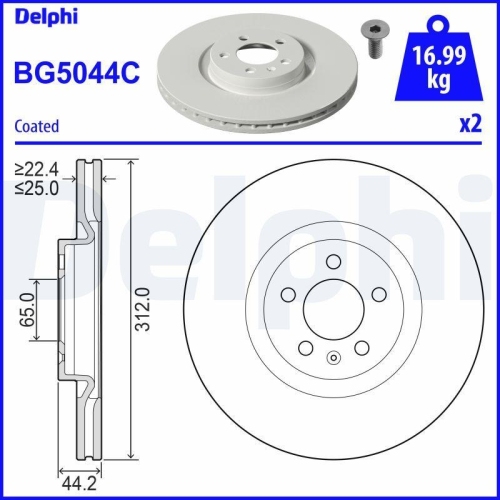 DELPHI Bremsscheibe BG5044C