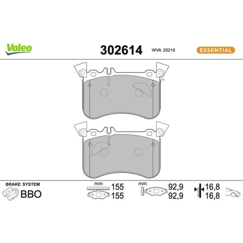 VALEO Bremsbelagsatz, Scheibenbremse ESSENTIAL 302614