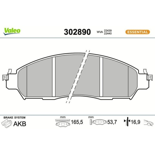 VALEO Bremsbelagsatz, Scheibenbremse ESSENTIAL 302890