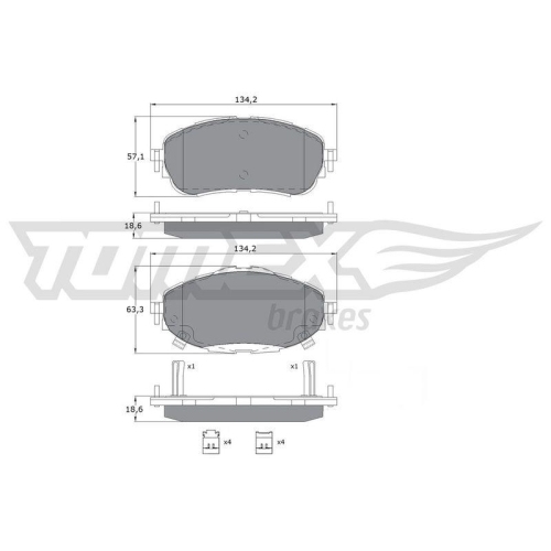 TOMEX Brakes Bremsbelagsatz, Scheibenbremse TX 16-99