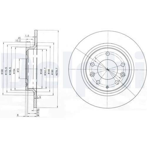DELPHI Bremsscheibe BG3875C