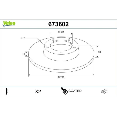 VALEO Bremsscheibe COATED 673602