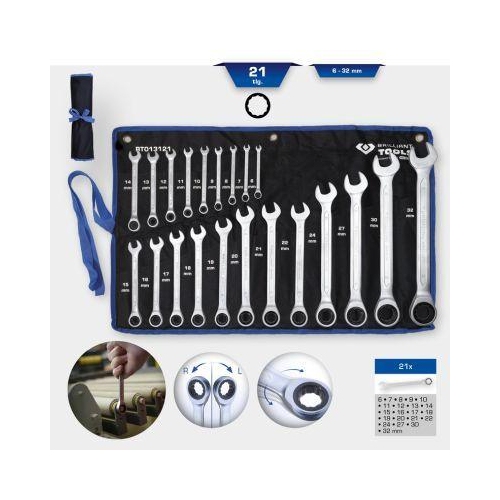 KS-Tools BT013121 Ratschenringschl&uuml;ssel-Satz, 21-teilig 6-32mm