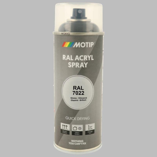 Lackspray Farbe schnell trocknend RAL 7022 umbragrau hochglanz 400ml MOTIP 07025