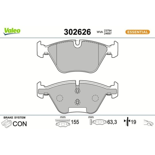 VALEO Bremsbelagsatz, Scheibenbremse ESSENTIAL 302626