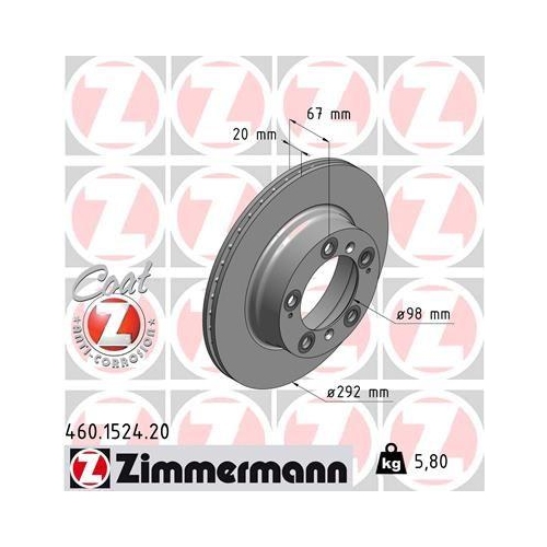 ZIMMERMANN Bremsscheibe COAT Z 460.1524.20