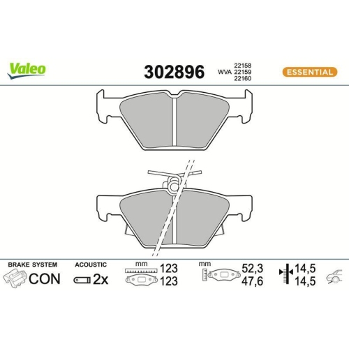 VALEO Bremsbelagsatz, Scheibenbremse ESSENTIAL 302896