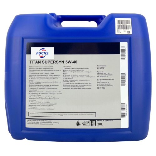 Motor&ouml;l Motoren&ouml;l Fuchs Titan Supersyn 5W-40 20 Liter 601871269