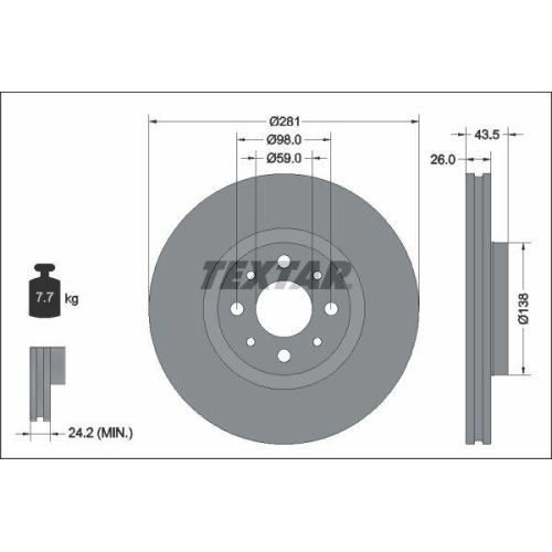 TEXTAR Bremsscheibe PRO 92344703