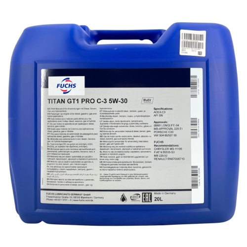 Motor&ouml;l Motoren&ouml;l Fuchs Titan GT1 PRO C-3 5W-30 20 Liter 601226380