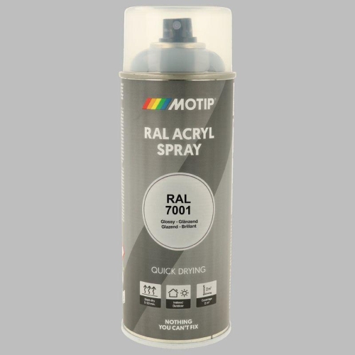 Lackspray Farbe schnell trocknend RAL7001 silbergrau hochglanz 400ml MOTIP 07026