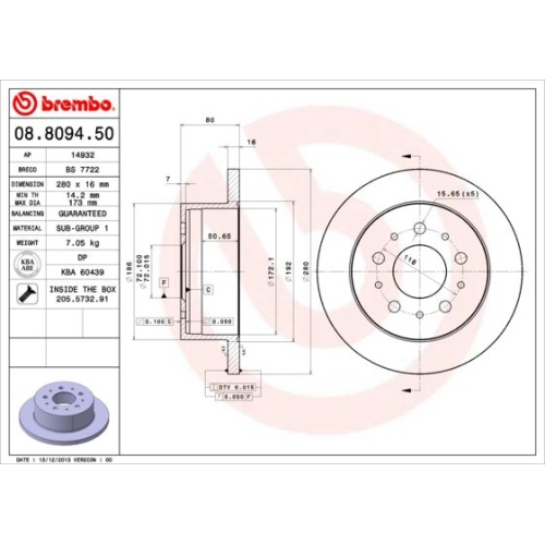 BREMBO Bremsscheibe PRIME LINE 08.8094.50