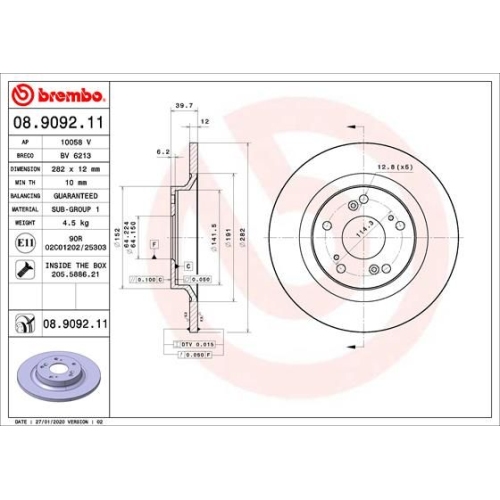 BREMBO Bremsscheibe PRIME LINE - UV Coated 08.9092.11