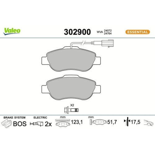 VALEO Bremsbelagsatz, Scheibenbremse ESSENTIAL 302900