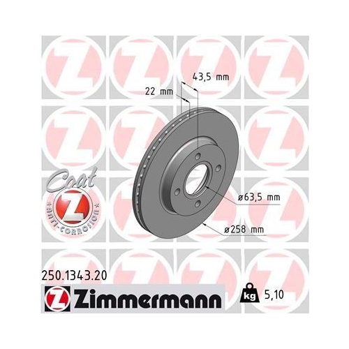 ZIMMERMANN Bremsscheibe COAT Z 250.1343.20