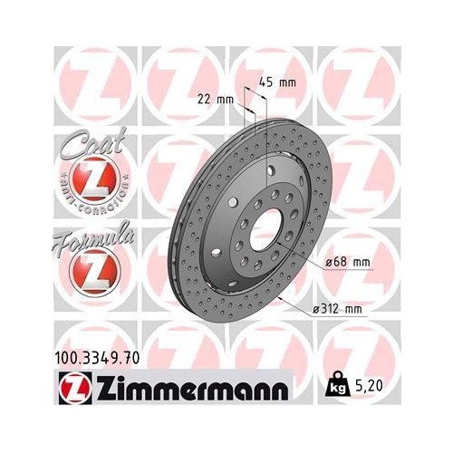 ZIMMERMANN Bremsscheibe FORMULA Z 100.3349.70