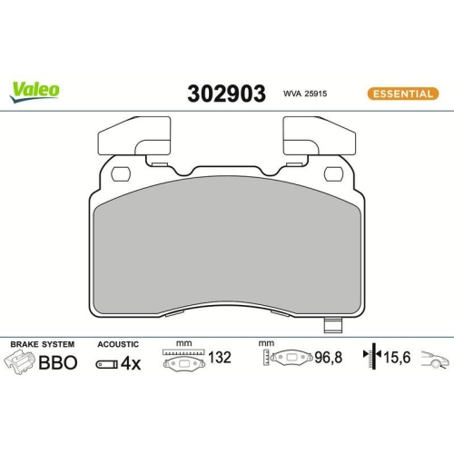 VALEO Bremsbelagsatz, Scheibenbremse ESSENTIAL 302903