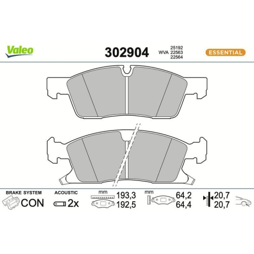 VALEO Bremsbelagsatz, Scheibenbremse ESSENTIAL 302904