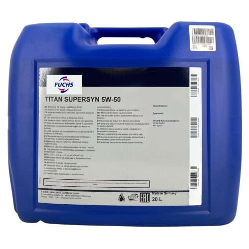 Motor&ouml;l Motoren&ouml;l Fuchs Titan Supersyn 5W-50 20 Liter 602077479