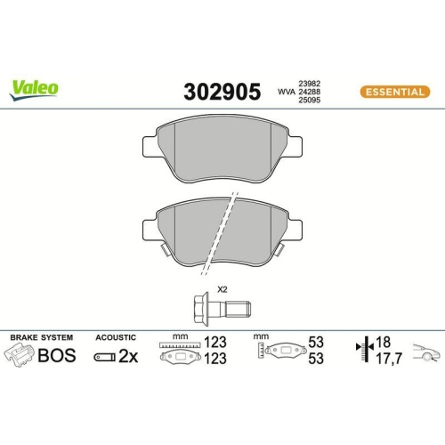 VALEO Bremsbelagsatz, Scheibenbremse ESSENTIAL 302905