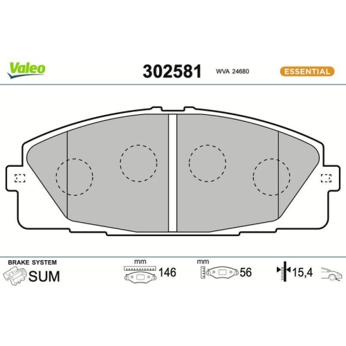 VALEO Bremsbelagsatz, Scheibenbremse ESSENTIAL 302581