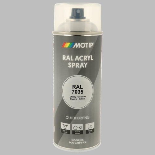 Lackspray Farbe schnell trocknend RAL 7035 lichtgrau hochglanz 400ml MOTIP 07034