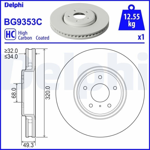 DELPHI Bremsscheibe BG9353C