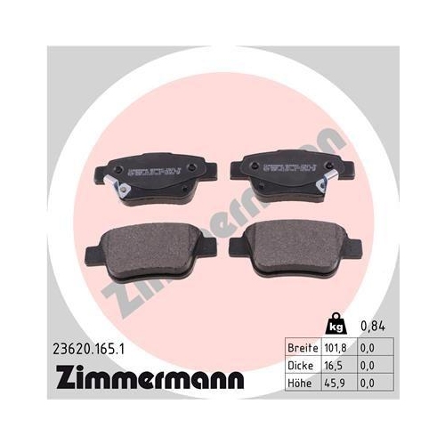ZIMMERMANN Bremsbelagsatz, Scheibenbremse 23620.165.1
