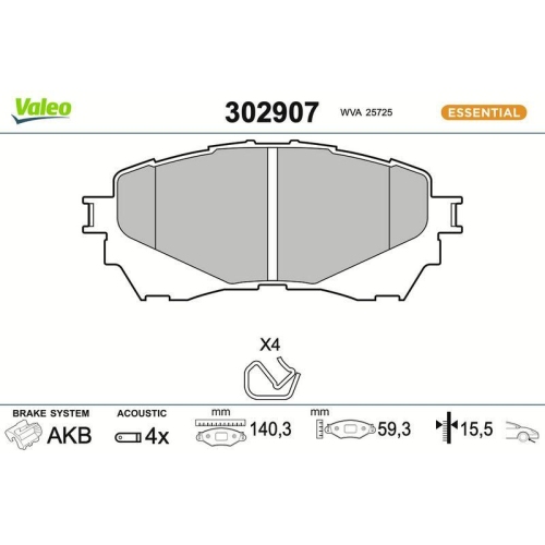 VALEO Bremsbelagsatz, Scheibenbremse ESSENTIAL 302907