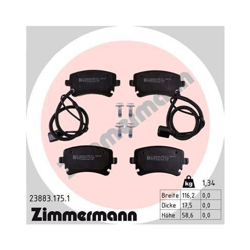 ZIMMERMANN Bremsbelagsatz, Scheibenbremse 23883.175.1
