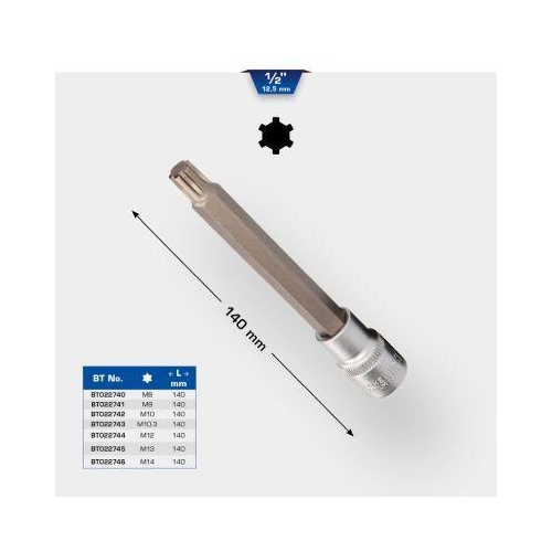 1/2 Zoll RIBE-Bit-Stecknuss, 140 mm lang, M14 BRILLIANT TOOLS BT022746