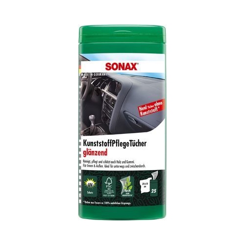 SONAX Reinigungst&uuml;cher KunststoffPflegeT&uuml;cher gl&auml;nzend Box