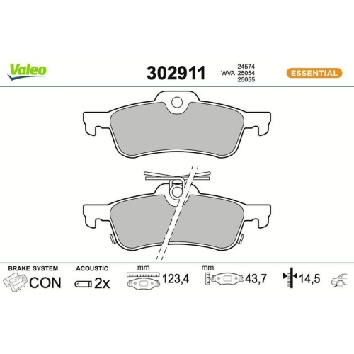 VALEO Bremsbelagsatz, Scheibenbremse ESSENTIAL 302911