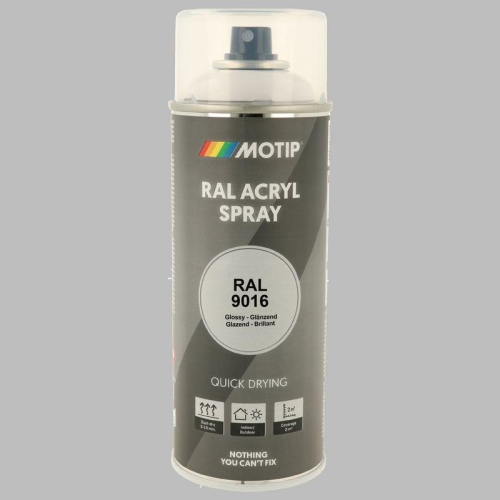 Lackspray Farbe schnell trocknend RAL 9016 verkehrsweiss hochglanz 400ml 07037