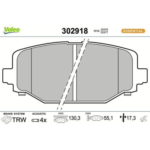 VALEO Bremsbelagsatz, Scheibenbremse ESSENTIAL 302918