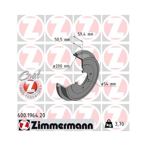 ZIMMERMANN Bremstrommel COAT Z 600.1964.20