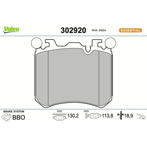 VALEO Bremsbelagsatz, Scheibenbremse ESSENTIAL 302920