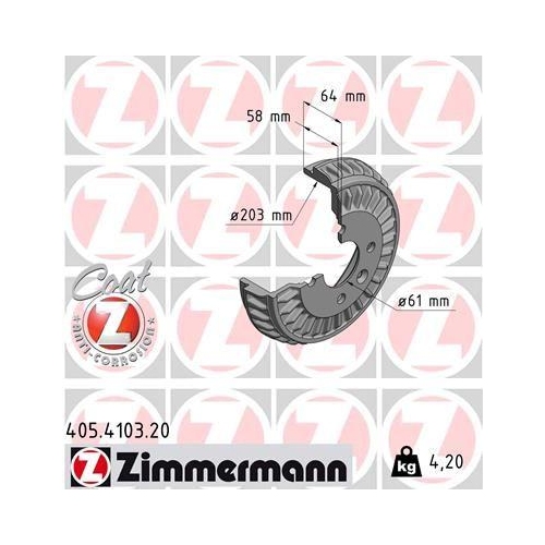 ZIMMERMANN Bremstrommel COAT Z 405.4103.20