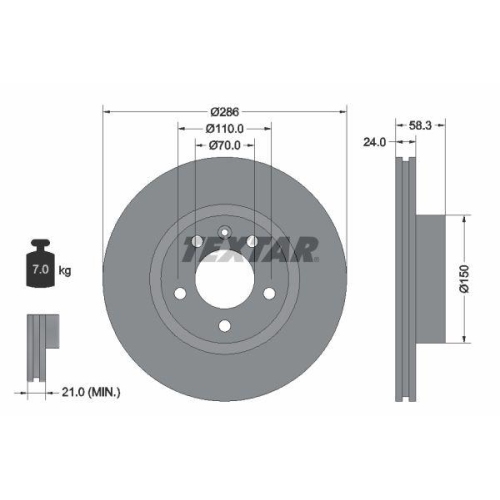 TEXTAR Bremsscheibe PRO 92066903