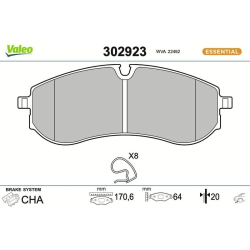 VALEO Bremsbelagsatz, Scheibenbremse ESSENTIAL 302923