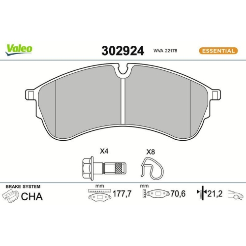 VALEO Bremsbelagsatz, Scheibenbremse ESSENTIAL 302924
